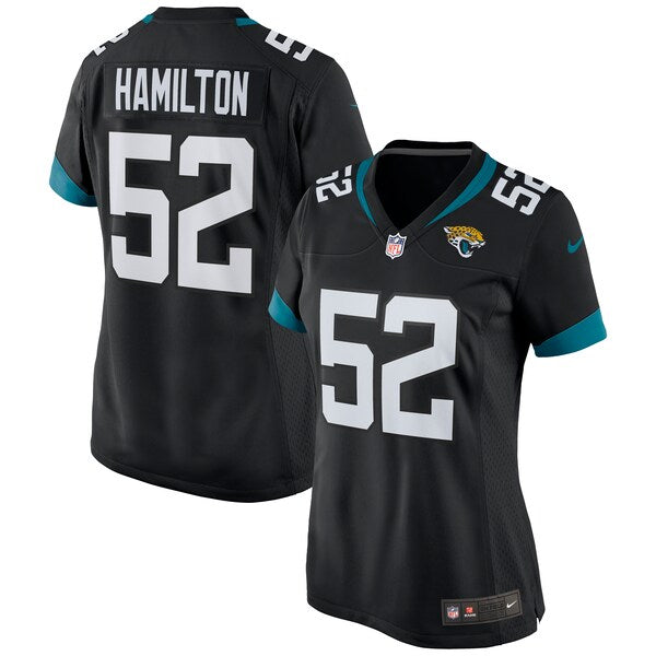 DaVon Hamilton Jacksonville Jaguars Nike Women's Game Jersey - Black/Teal - Image 2