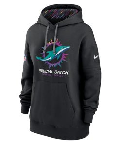 Alternative view of Miami Dolphins Nike Women's 2024 NFL Crucial Catch Club Pullover Hoodie - Black