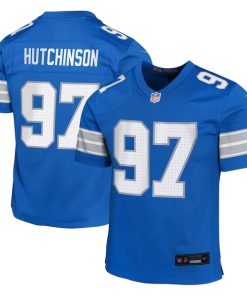 Aidan Hutchinson Detroit Lions Nike Youth Team Player Game Jersey - Blue