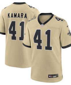 Alternative view of Alvin Kamara New Orleans Saints Nike Youth Gameday Golds Alternate Game Player Jersey - Gold/Black/White
