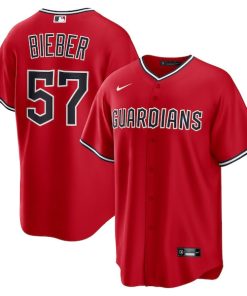 Shane Bieber Cleveland Guardians Nike Alternate Replica 2.0 Player Jersey - Red