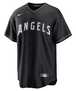 Alternative view of Los Angeles Angels Nike Lights Out Replica Jersey - Black
