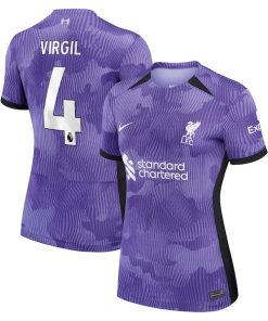 Virgil van Dijk Liverpool Nike Women's 2023/24 Third Stadium Replica Player Jersey - Purple