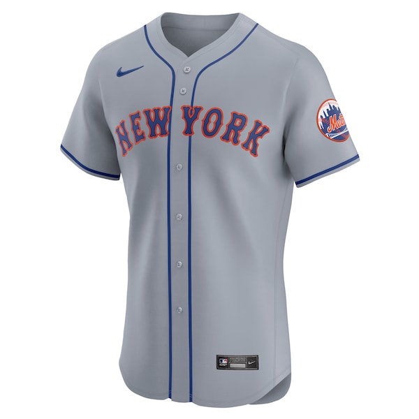 New York Mets Nike Road Vapor Premier Elite Patch Jersey - Gray - Image 2