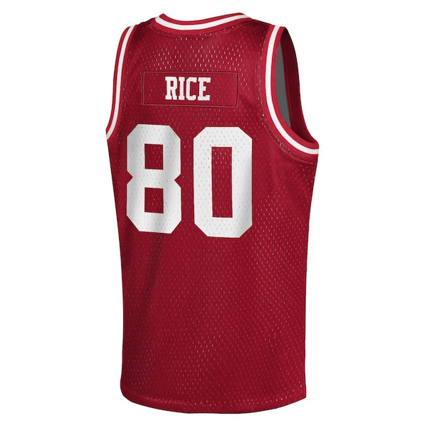 Jerry Rice San Francisco 49ers Youth Retired Player NFL Basketball Fashion Jersey - Scarlet - Image 3