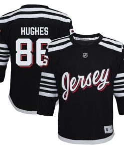 Jack Hughes New Jersey Devils Youth Alternate Replica Player Jersey - Black/Red