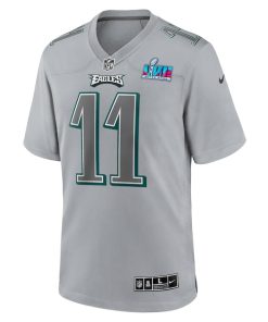 Alternative view of A.J. Brown Philadelphia Eagles Nike Super Bowl LVII Patch Atmosphere Fashion Game Jersey - Gray