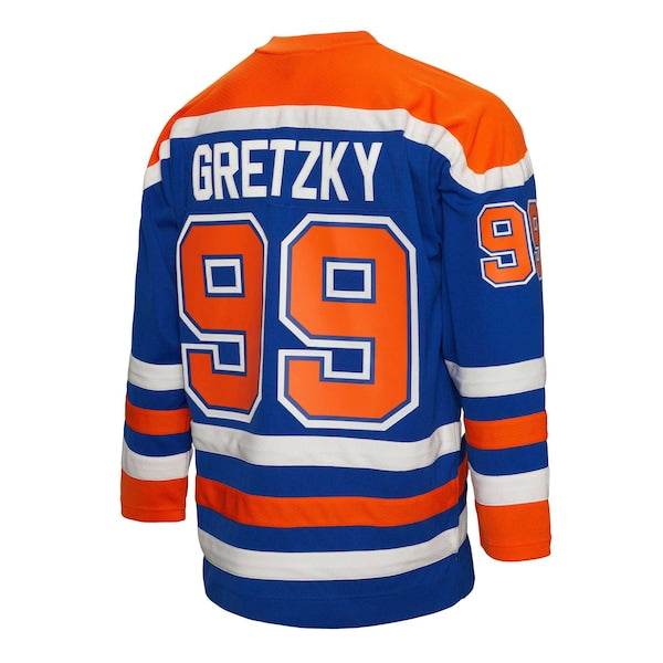 Wayne Gretzky Edmonton Oilers Captain Patch 1986/87 Blue Line Player Jersey - Royal - Image 3
