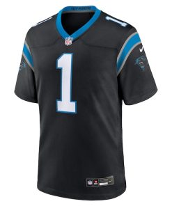 Alternative view of Number 1 Groom Carolina Panthers Nike Game Jersey - Black
