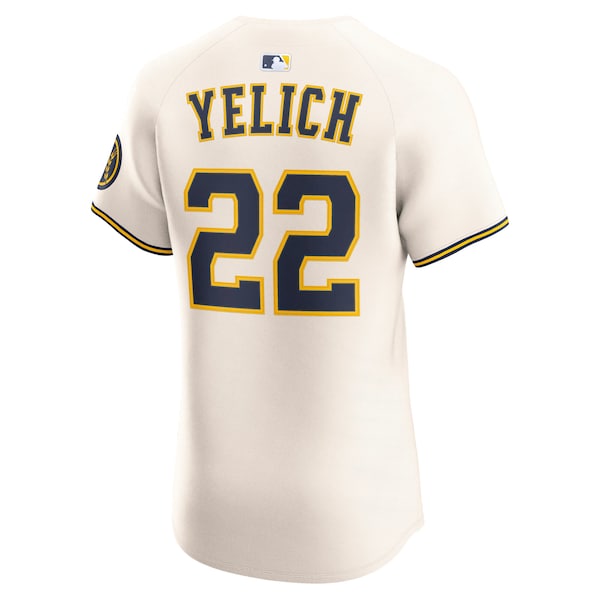 Christian Yelich Milwaukee Brewers Nike Home Elite Player Jersey - Cream - Image 3