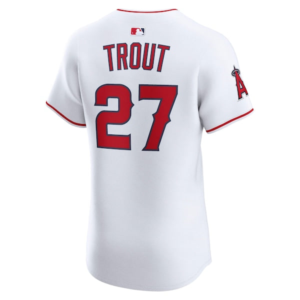 Mike Trout Los Angeles Angels Nike Home ElitePlayer Jersey - White/Red - Image 4