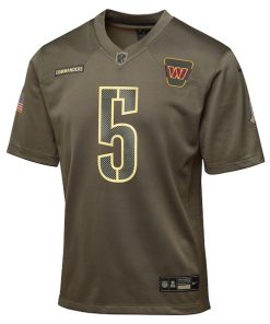 Alternative view of Jayden Daniels Washington Commanders Nike Youth 2025 Salute to Service Game Jersey - Olive