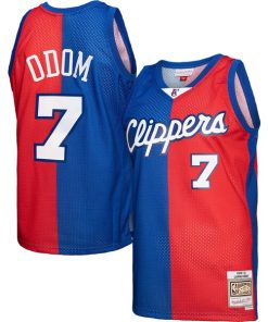 Alternative view of Lamar Odom LA Clippers Hardwood Classics 2000/01 Split Swingman Jersey - Royal/Red