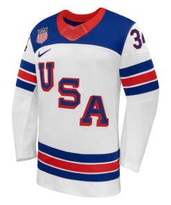 Alternative view of Auston Matthews USA Hockey Nike 2026 Away Replica Jersey - White