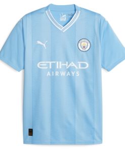 Alternative view of Kevin De Bruyne Manchester City Puma 2023/24 Home Replica Player Jersey - Sky Blue