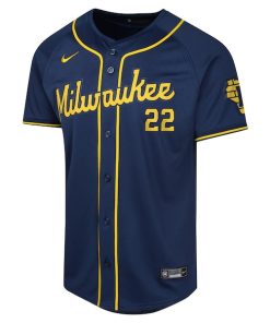 Alternative view of Christian Yelich Milwaukee Brewers Nike Youth Alternate Limited Player Jersey?¨C Navy
