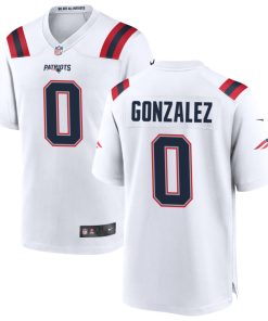 Alternative view of Christian Gonzalez New England Patriots Nike Team Game Jersey -  White