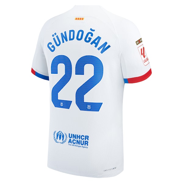 Ilkay G¨¹ndogan Barcelona Nike 2023/24 Away Match Authentic Player Jersey - White/Aqua/Royal - Image 4