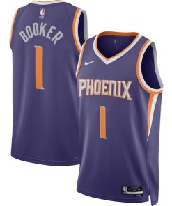 Alternative view of Devin Booker Phoenix Suns Nike Unisex Swingman Jersey - Icon Edition - Purple/White