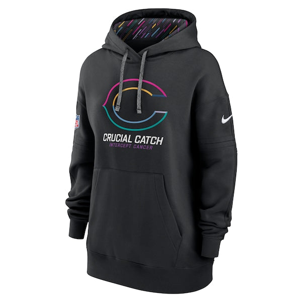 Chicago Bears Nike Women's 2024 NFL Crucial Catch Club Pullover Hoodie - Black - Image 2