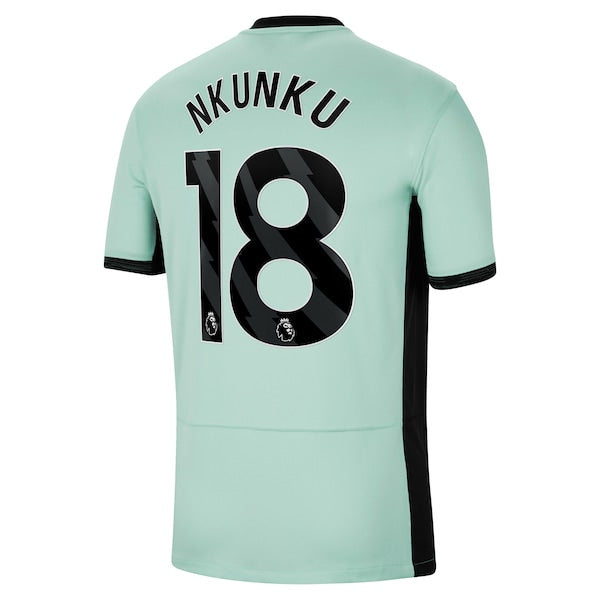 Christopher Nkunku Chelsea Nike 2023/24 Third Stadium Replica Player Jersey - Mint/Blue/Navy - Image 4