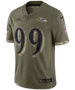 Alternative view of Odafe Oweh Baltimore Ravens Nike 2022 Salute To Service Limited Jersey - Olive