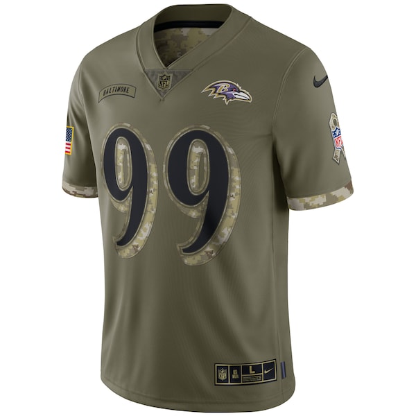 Odafe Oweh Baltimore Ravens Nike 2022 Salute To Service Limited Jersey - Olive - Image 2