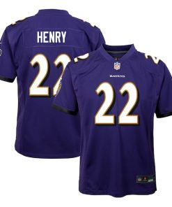 Derrick Henry Baltimore Ravens Nike Youth Team Player Game Jersey - Purple