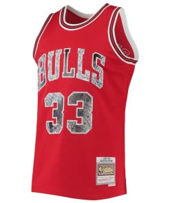 Alternative view of Scottie Pippen Chicago Bulls 1997/98 Hardwood Classics NBA 75th Anniversary Diamond Swingman Jersey - Red