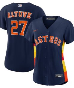 Alternative view of Jose Altuve Houston Astros Nike Women's Alternate Replica Player Jersey - Navy/White