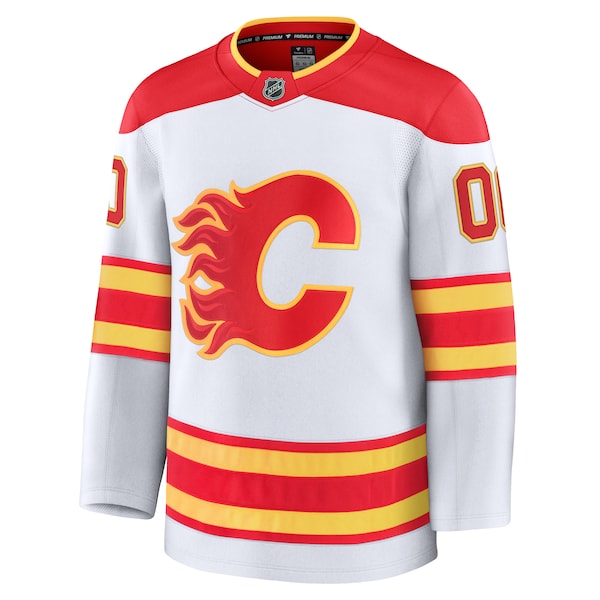 Calgary Flames Away Premium Custom Jersey - White/Red/Black - Image 6