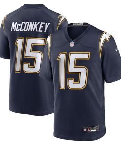 Alternative view of Ladd McConkey Los Angeles Chargers Nike Alternate Super Chargers Game Player Jersey - Navy/Gold/Powder Blue