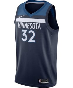 Alternative view of Karl-Anthony Towns Minnesota Timberwolves Nike Swingman Jersey Navy - Icon Edition