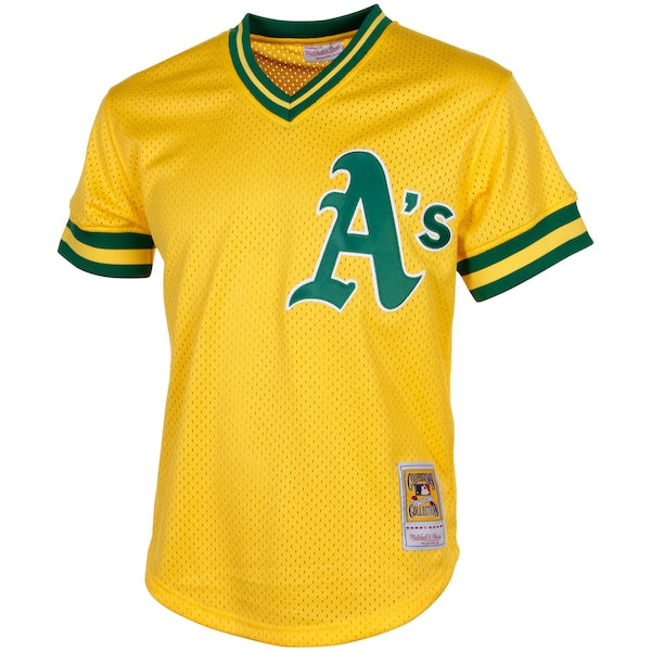 Rickey Henderson Oakland Athletics Cooperstown Mesh Batting Practice Jersey - Yellow - Image 3