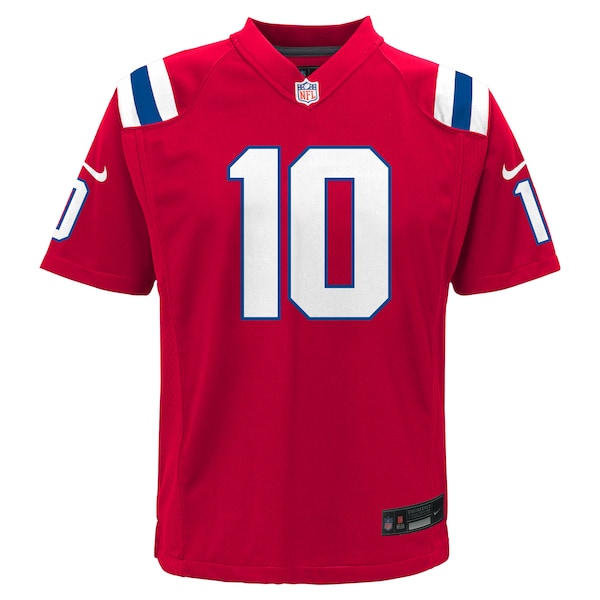 Drake Maye New England Patriots Nike Youth Alternate Game Jersey - Red/White - Image 3