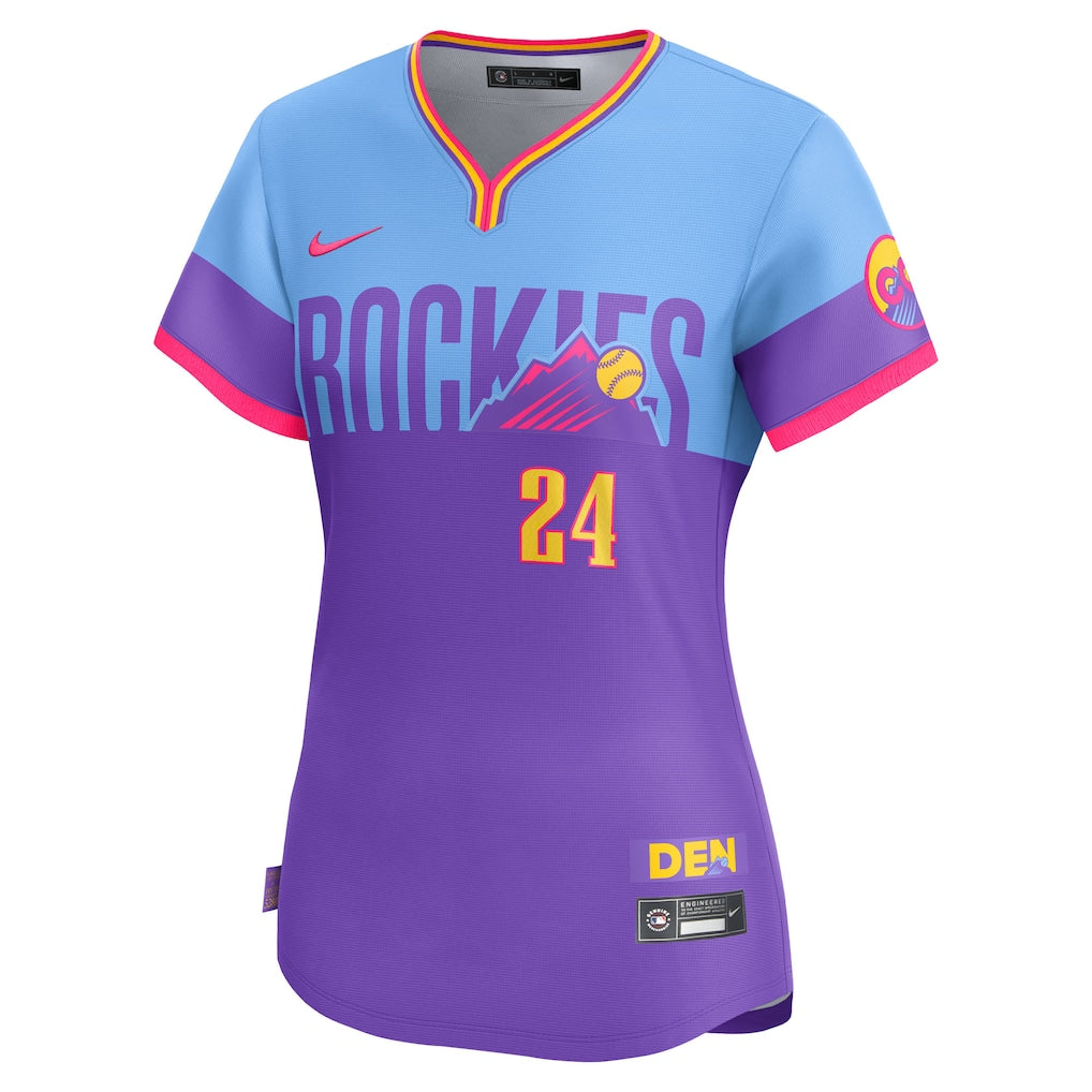 Ryan McMahon Colorado Rockies Nike Women's 2025 City Connect Limited Player Jersey - Purple/Light Blue - Image 2