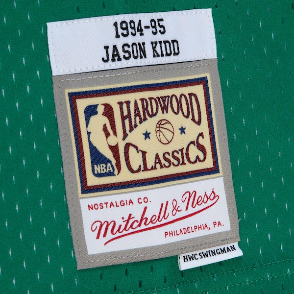 Jason Kidd Dallas Mavericks 1994/95 Hardwood Classics Fadeaway Swingman Player Jersey - Green/Navy - Image 6