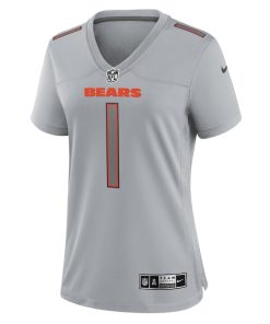 Alternative view of Justin Fields Chicago Bears Nike Women's Atmosphere Fashion Game Jersey - Gray