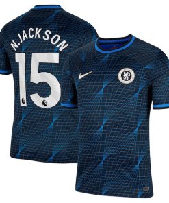 Alternative view of Nicolas Jackson Chelsea Nike 2023/24 Away Stadium Replica Player Jersey - Navy/Blue/Mint
