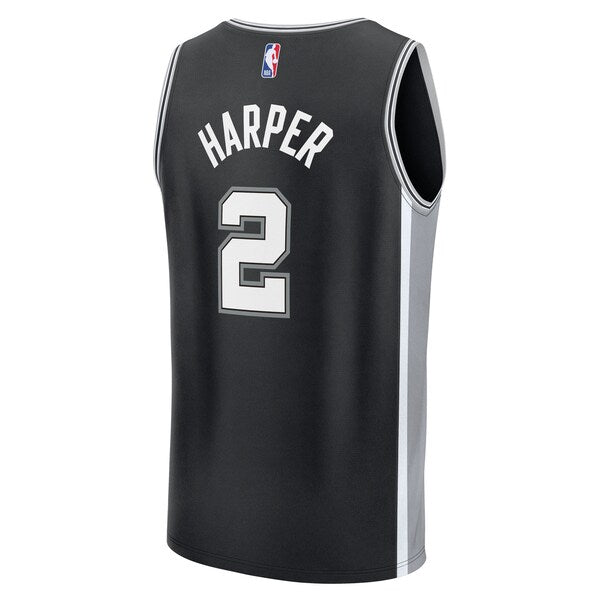 Dylan Harper San Antonio Spurs 2025 NBA Draft First Round Pick Fast Break Replica Jersey - Icon Edition - Black - Image 3