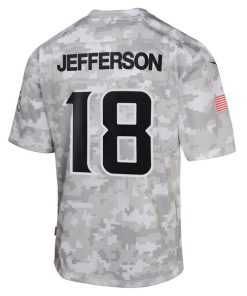 Alternative view of Justin Jefferson Minnesota Vikings Nike Youth 2024 Salute to Service Game Jersey - Arctic Camo