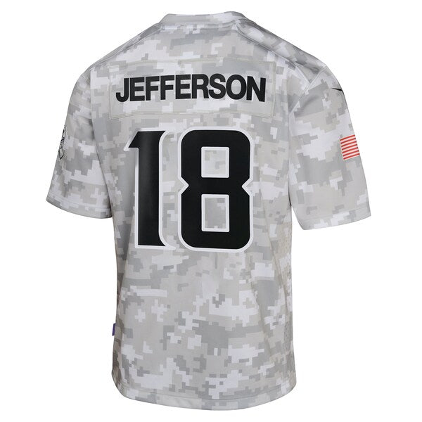 Justin Jefferson Minnesota Vikings Nike Youth 2024 Salute to Service Game Jersey - Arctic Camo - Image 2