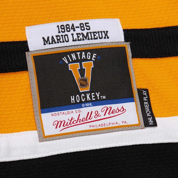 Mario Lemieux Pittsburgh Penguins 1984-85 Power Play Jersey - Gold/Black - Image 8