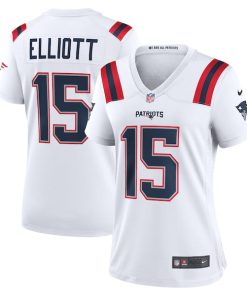 Ezekiel Elliott New England Patriots Nike Women's Game Player Jersey - White/Navy/Red