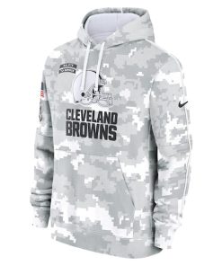 Alternative view of Cleveland Browns Nike 2024 Salute to Service Club Fleece Pullover Hoodie - Arctic Camo