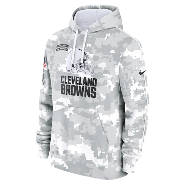 Cleveland Browns Nike 2024 Salute to Service Club Fleece Pullover Hoodie - Arctic Camo - Image 2