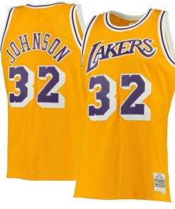 Magic Johnson Los Angeles Lakers 1984/85 Hardwood Classics Swingman Jersey - Gold/Purple