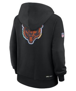 Alternative view of Chicago Bears Nike Women's 2025 NFL Crucial Catch Sideline Standard Issue Dri-FIT Hoodie - Black