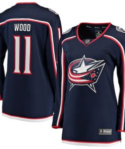 Miles Wood Columbus Blue Jackets  Women's Home Breakaway Jersey - Navy