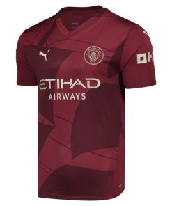 Alternative view of Erling Haaland Manchester City Puma 2024/25 Third Replica Player Jersey - Burgundy